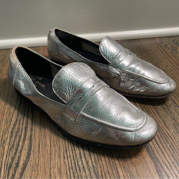 Kate Spade New York Metallic Silver Genevieve Loafers size 8 - Picture 1 of 8